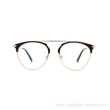 2021 Fashion Women Metal Acetate Half Rimless Optical Glasses